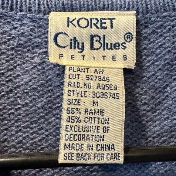 Koret City Blues Patriotic USA Flag Cardigan Americana Stars Hearts Knit Top - Picture 4 of 4